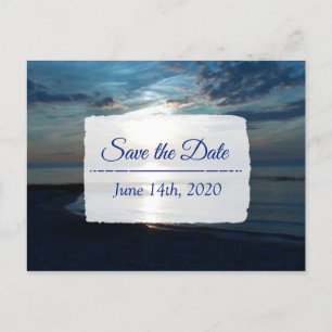 Deep Blue Ocean Sunset Save the Date Briefkaart
