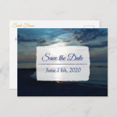 Deep Blue Ocean Sunset Save the Date Briefkaart (Voorkant / Achterkant)