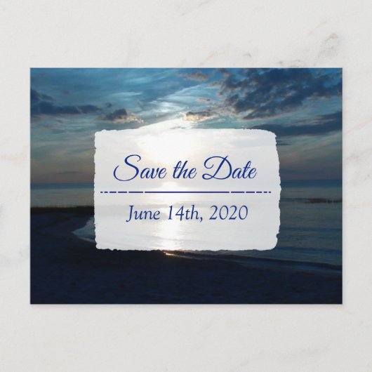 Deep Blue Ocean Sunset Save the Date Briefkaart (Voorkant)