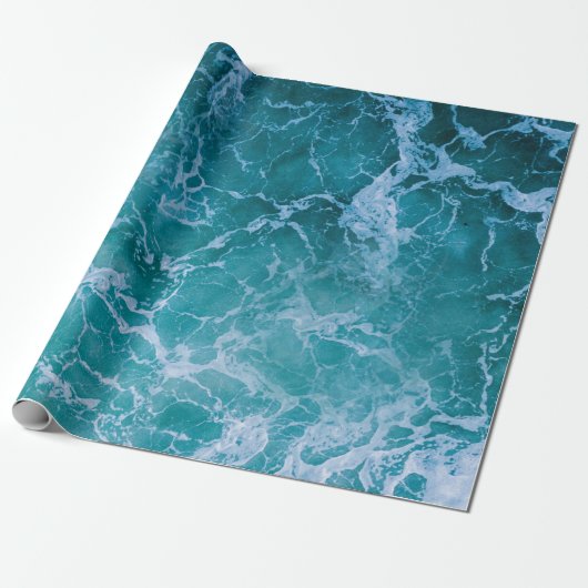 Deep Blue Ocean Waves Cadeaupapier (Uitgerold)