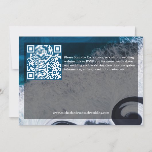 Deep Blue Ocean Waves Moderne Strand Bruiloft QR C (Achterkant)