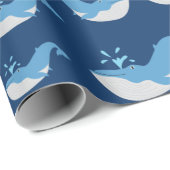 Deep Blue Ocean Whale Patroon Cadeaupapier (Rol Hoek)