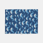 Deep Blue Ocean Whale Patroon Fleece Deken (Voorkant (Horizontaal))