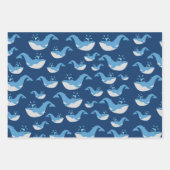 Deep Blue Ocean Whale Patroon Inpakpapier Vel (Voorkant 2)