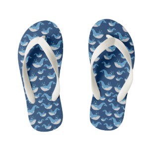 Deep Blue Ocean Whale Patroon Kinder Teenslippers