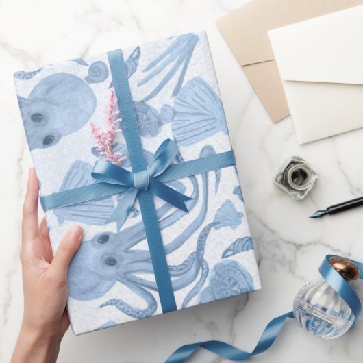 Deep Blue Octo Wrapping Paper Cadeaupapier (Geschenken)