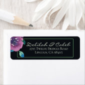 Deep Blue Paars Moody Twilight Floral Wedding Etiket (Insitu)