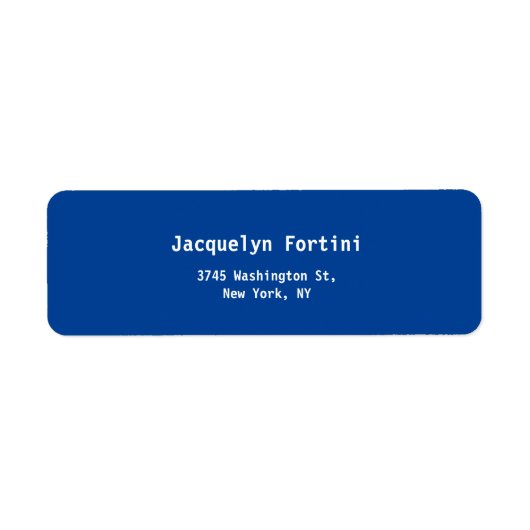 Deep Blue Plain Elegant Modern Minimal Simple Etiket (Voorkant)
