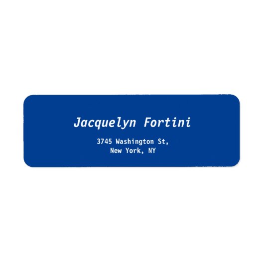 Deep Blue Plain Elegant Modern Minimal Simple Etiket (Voorkant)