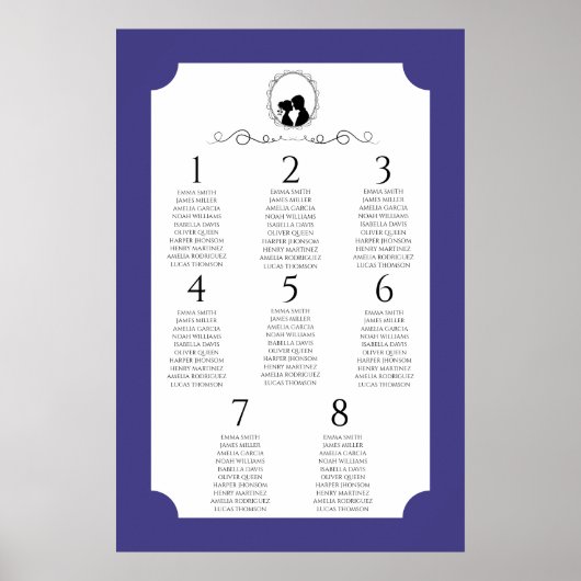 Deep Blue Regency Seating Chart Poster 3 of 3 (Devant)