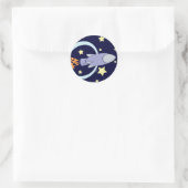 Deep Blue Rocket Kinder Retro Space Ronde Sticker (Tas)