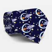 Deep Blue Rocket Kinder Retro Space Stropdas (Opgerold)