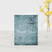Deep Blue Steampunk Bird Cage Note Kaart (Gele Bloem)