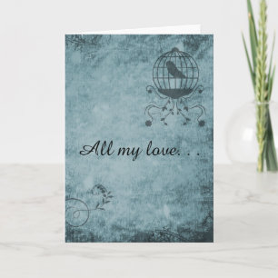 Deep Blue Steampunk Bird Cage Wenskaart Kaart