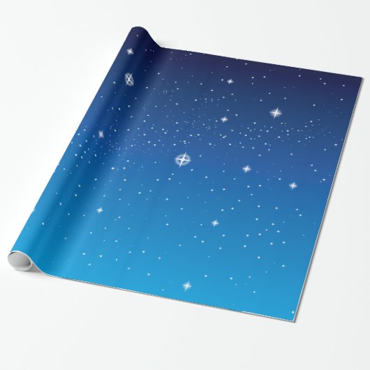 Deep Blue Sterrennacht Sky Cadeaupapier (Uitgerold)