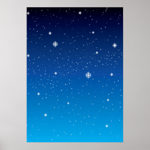 Deep Blue Sterrennacht Sky Poster