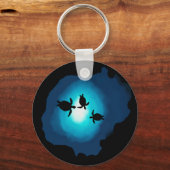 Deep Blue Swimming Turtles Sleutelhanger (Voorkant)