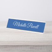 Deep Blue Trendy Script Modern Professional Bureau Naambordje (Voorkant)