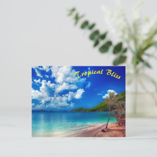 Deep Blue Tropical Island Bliss Briefkaart (Staand voorkant)