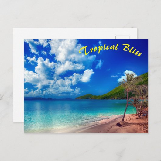 Deep Blue Tropical Island Bliss Briefkaart (Voorkant / Achterkant)