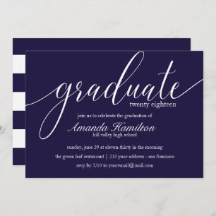 Deep Blue typographie Graduation Invitation