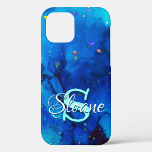 Deep Blue Underwater Alcohol Ink Painting iPhone 12 Pro Hoesje