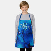 Deep Blue Underwater Alcohol Ink Schort (Gedragen)