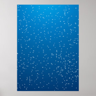 Deep Blue Water en kleine bubbels Poster