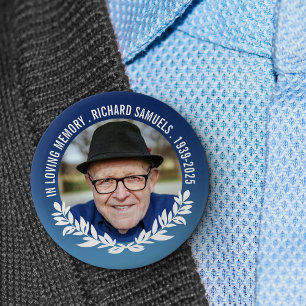 Deep Blue White Halfkrans in liefdevolle Geheugenf Ronde Button 5,7 Cm