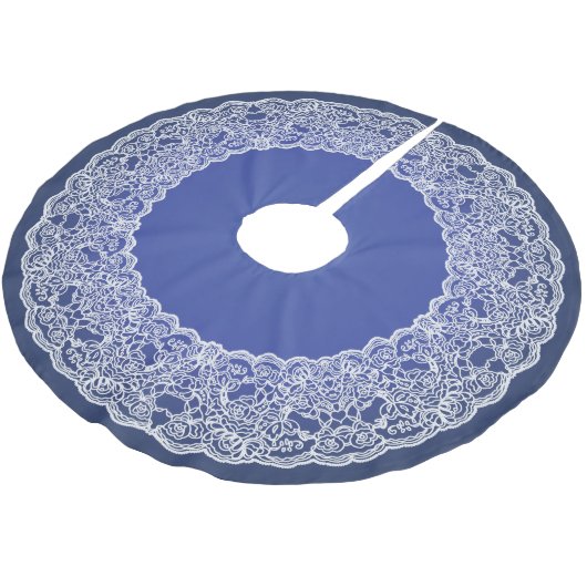 Deep Blue White Lace Elegant  Tree Skirt Kerstboom Rok (Gekanteld)