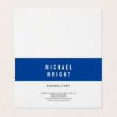 Deep Blue White Modern Plain Simple Minimalist Visitekaartjes (Buitenkant ongevouwen)