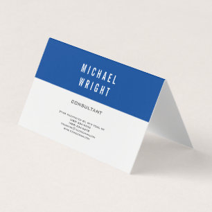 Deep Blue White Modern Plain Simple Minimalist Visitekaartjes