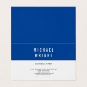 Deep Blue White Modern Plain Simple Minimalist Visitekaartjes (Buitenkant ongevouwen)