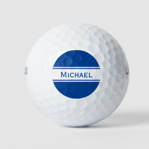 Deep Blue White Stripes Naam Monogram Golfballen