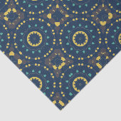 Deep Blue Yellow Mosaic Ethnic Boho Chic Patroon Tissuepapier (Detail)
