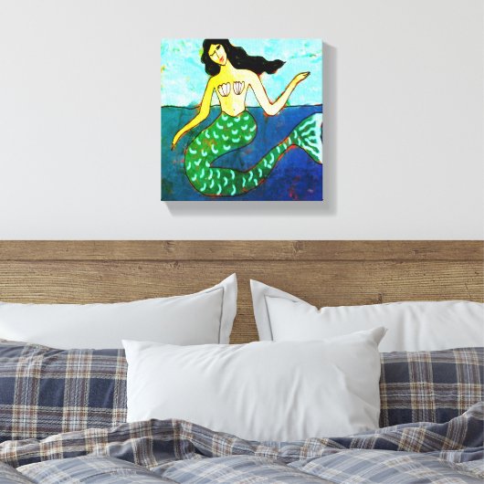 Deep Blue Zee Abstracte zeemeermin Print (Insitu (Slaapkamer))