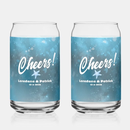 Deep Blue Zee bruiloft Blikvorm Glas (Voorkant)