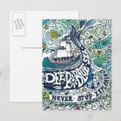 Deep Blue Zee |Stop nooit met verkennen Briefkaart (Voorkant / Achterkant)