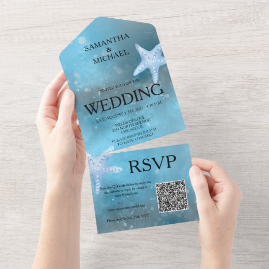 Deep Blue Zee Weddenschap in één uitnodiging (Afscheurbaar)