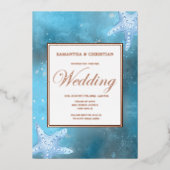 Deep Blue Zee Wedding Real Folie Uitnodiging (Voorkant)