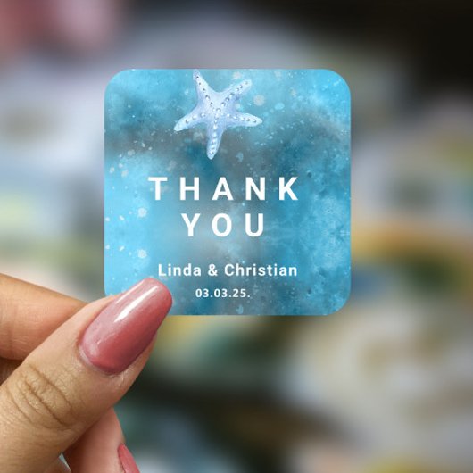 Deep Blue Zee Zomerbruiloft Vierkante Sticker