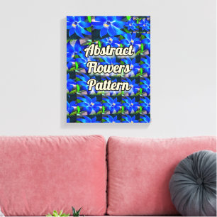 Deep Bluish Flowers Pattern Canvas Afdruk