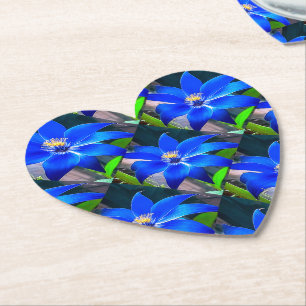 Deep Bluish Flowers Pattern Kartonnen Onderzetters