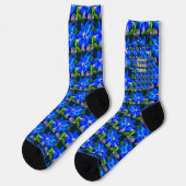 Deep Bluish Flowers Pattern Sokken (Links)