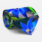 Deep Bluish Flowers Pattern Stropdas (Opgerold)