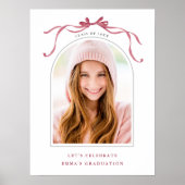 Deep Blush Ribbon Bow Graduation Party Welcome Poster (Voorkant)