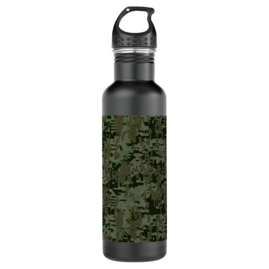 Deep Bossen Digital Camouflage Camo Pattern Waterfles (Voorkant)