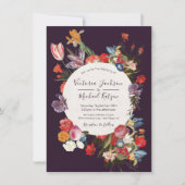 Deep Bourgogne Bloemen Donker & Moody Bruiloft Kaart (Voorkant)