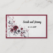 Deep Bourgogne Zilvergrijs Waterverf Bloemen Custo Plaatskaartje (Achterkant)