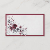 Deep Bourgogne Zilvergrijs Waterverf Bloemen Custo Plaatskaartje (Voorkant)